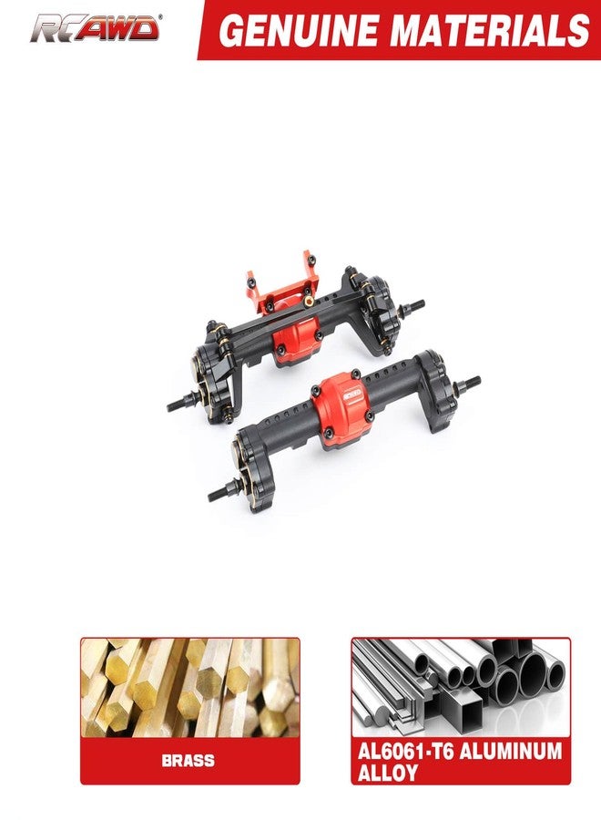 RCAWD Diff Portal Axle Set with Axle Shaft Disconnect Conversion for FCX24 Upgrades, Alum Housing Brass Portal Cover Steering Block Steel Gear for FMS FCX24 K5 Blazer Smasher Lemur FCX18 LC80 Upgrade Parts - Image 4